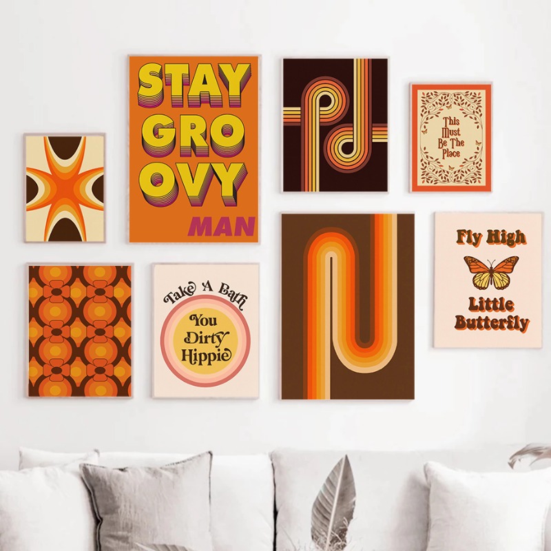 Home Cinema Wall Art - Pôster Retrô Hippie Anos 70 com